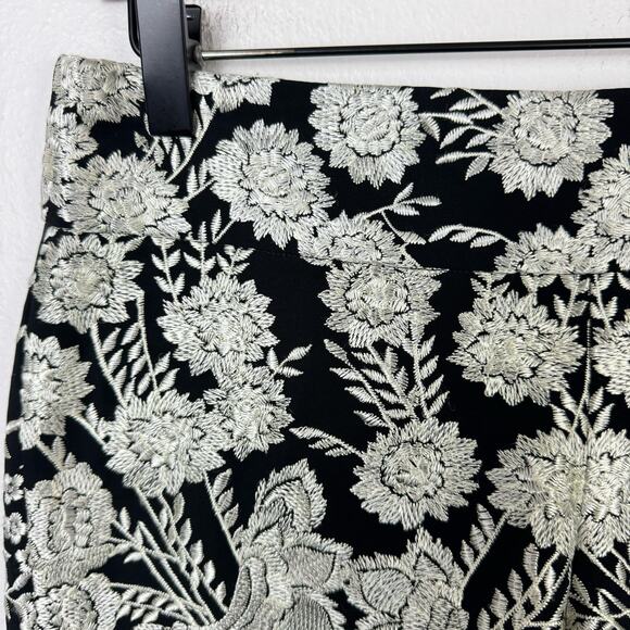 Haute Hippie NWT Black Silk Silver Floral Embroidered Lined Going Out Shorts - Picture 3 of 10